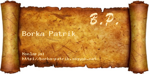 Borka Patrik névjegykártya